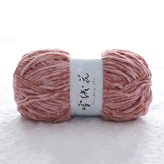 Picture of 1 Roll (Approx 180 M/Roll) Polyester Super Soft Knitting Yarn Velvet Chenille Yarn Medium Coarse For DIY Crochet Sweater Scarf Doll Korea Pink