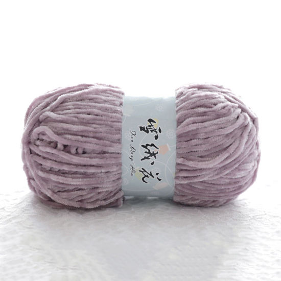 Picture of 1 Roll (Approx 180 M/Roll) Polyester Super Soft Knitting Yarn Velvet Chenille Yarn Medium Coarse For DIY Crochet Sweater Scarf Doll Pale Lilac