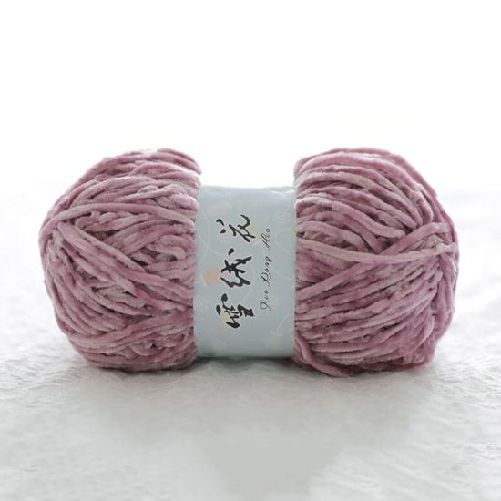 Picture of 1 Roll (Approx 180 M/Roll) Polyester Super Soft Knitting Yarn Velvet Chenille Yarn Medium Coarse For DIY Crochet Sweater Scarf Doll Violet