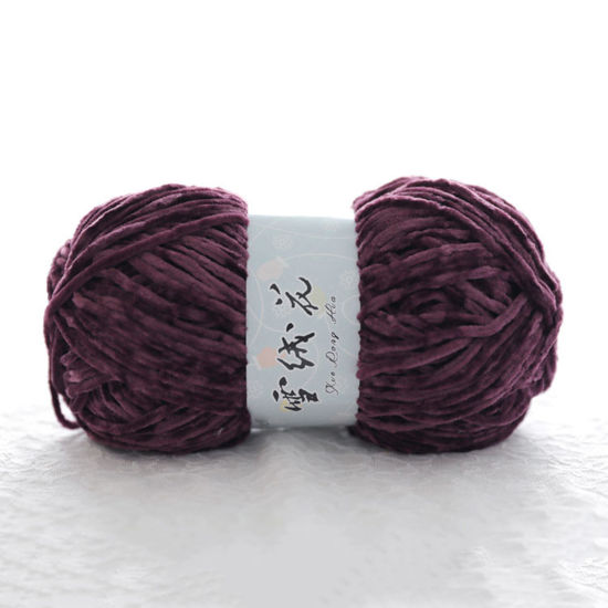 Picture of 1 Roll (Approx 180 M/Roll) Polyester Super Soft Knitting Yarn Velvet Chenille Yarn Medium Coarse For DIY Crochet Sweater Scarf Doll Purple
