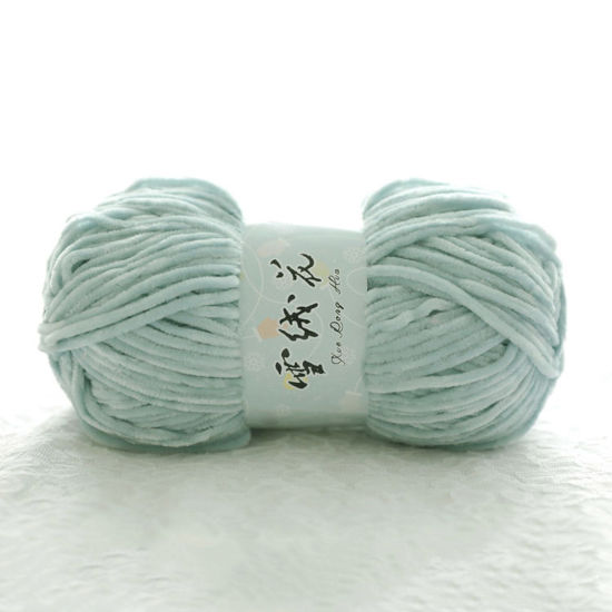 Picture of 1 Roll (Approx 180 M/Roll) Polyester Super Soft Knitting Yarn Velvet Chenille Yarn Medium Coarse For DIY Crochet Sweater Scarf Doll Light Green