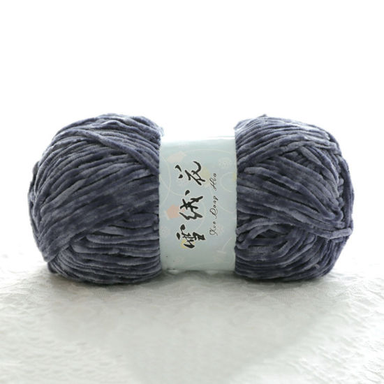 Picture of 1 Roll (Approx 180 M/Roll) Polyester Super Soft Knitting Yarn Velvet Chenille Yarn Medium Coarse For DIY Crochet Sweater Scarf Doll Steel Gray