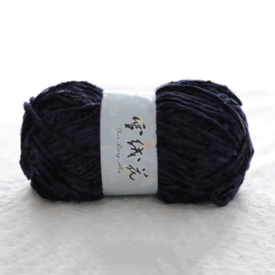 Picture of 1 Roll (Approx 180 M/Roll) Polyester Super Soft Knitting Yarn Velvet Chenille Yarn Medium Coarse For DIY Crochet Sweater Scarf Doll Navy Blue