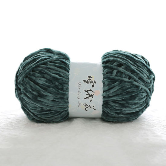Picture of 1 Roll (Approx 180 M/Roll) Polyester Super Soft Knitting Yarn Velvet Chenille Yarn Medium Coarse For DIY Crochet Sweater Scarf Doll Dark Green