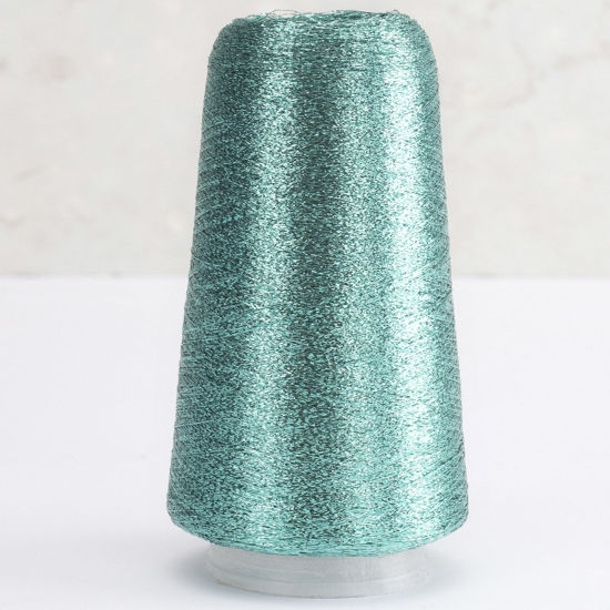 Picture of 1 Roll Polyester Fine Gold Silver Metallic Knitted Crochet Sewing Thread Yarn Partner Yarn For Needlework Grass Green