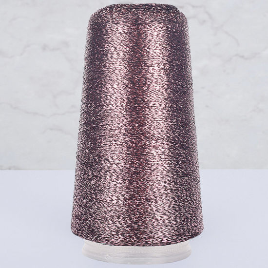 Picture of 1 Roll Polyester Fine Gold Silver Metallic Knitted Crochet Sewing Thread Yarn Partner Yarn For Needlework Purple