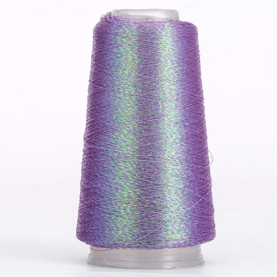 Picture of 1 Roll Polyester Fine Gold Silver Metallic Knitted Crochet Sewing Thread Yarn Partner Yarn For Needlework Purple