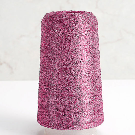 Picture of 1 Roll Polyester Fine Gold Silver Metallic Knitted Crochet Sewing Thread Yarn Partner Yarn For Needlework Rose Pink