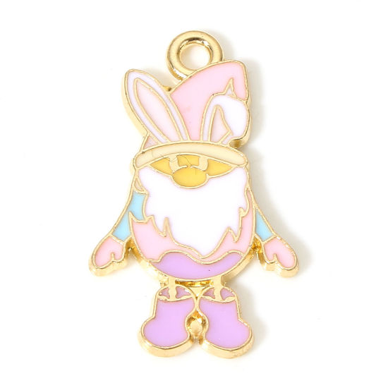 Immagine di 10 Pz Lega di Zinco Pasqua Charms Oro Placcato Pixie Elfo Smalto 26mm x 15mm