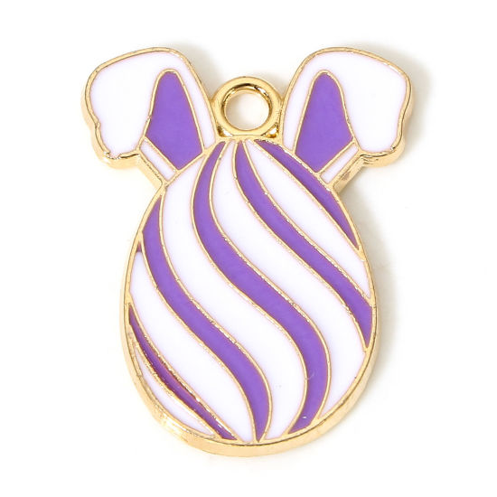 Immagine di 10 Pz Lega di Zinco Pasqua Charms Oro Placcato Uovo di Pasqua Orecchio Smalto 22mm x 17mm