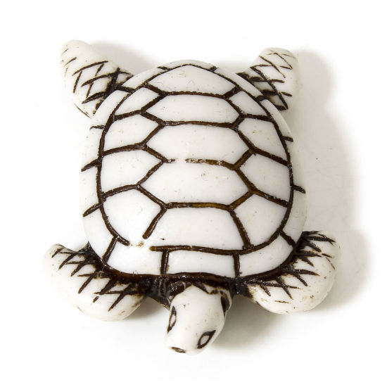 Picture of 5 PCs Resin Boho Chic Bohemia Pendants Sea Turtle Animal White 4.6cm x 3.7cm