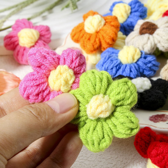 Picture of 10 PCs Polyester DIY Handmade Craft Materials Accessories Multicolor Flower At Random Mixed 4cm x 3.8cm