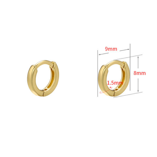 Bild von 1 Paar Messing Einfach Hoop Ohrringe Vergoldet 9mm x 8mm                                                                                                                                                                                                      