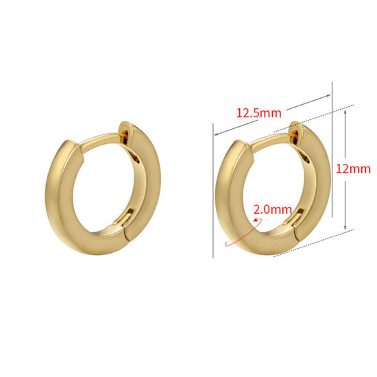 Picture of 1 Pair Brass Simple Hoop Earrings Gold Plated 12.5mm x 12mm                                                                                                                                                                                                   