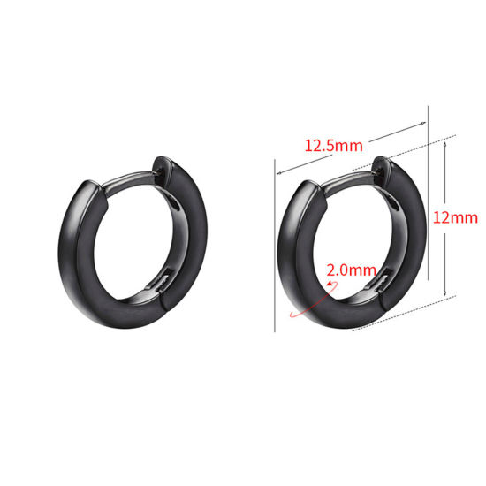 Bild von 1 Paar Messing Einfach Hoop Ohrringe Metallschwarz 12.5mm x 12mm                                                                                                                                                                                              