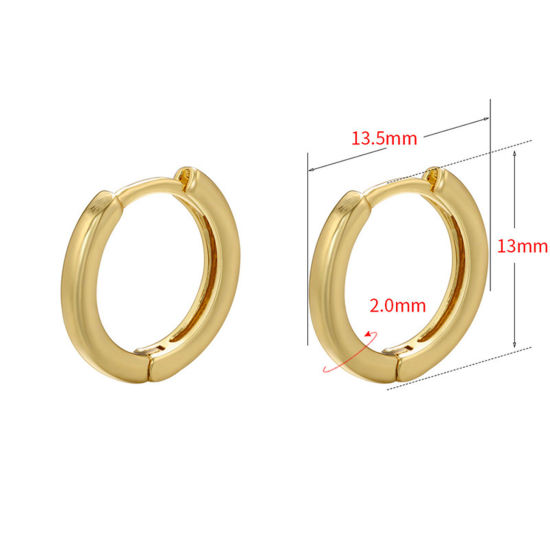 Bild von 1 Paar Messing Einfach Hoop Ohrringe Vergoldet 13.5mm x 13mm                                                                                                                                                                                                  