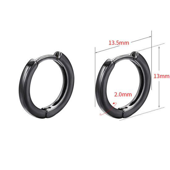 Bild von 1 Paar Messing Einfach Hoop Ohrringe Metallschwarz 13.5mm x 13mm                                                                                                                                                                                              
