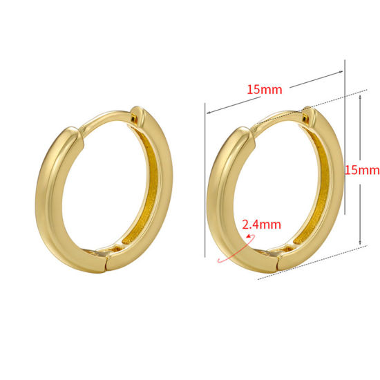 Bild von 1 Paar Messing Einfach Hoop Ohrringe Vergoldet 15mm x 15mm                                                                                                                                                                                                    