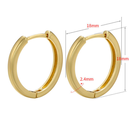 Bild von 1 Paar Messing Einfach Hoop Ohrringe Vergoldet 18mm x 18mm                                                                                                                                                                                                    