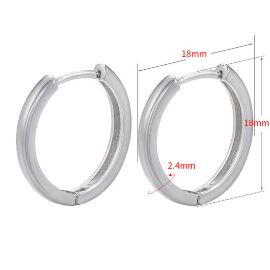 Bild von 1 Paar Messing Einfach Hoop Ohrringe Platin Plattiert 18mm x 18mm                                                                                                                                                                                             
