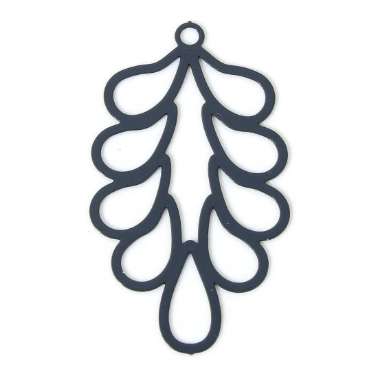 Imagen de 20 Unidades Hierro Filigrana Estampación Colgantes Gris Hoja Pintura 3.3cm x 1.8cm