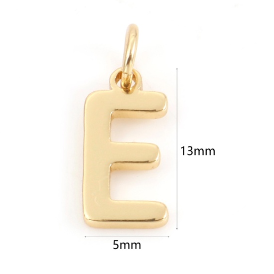 Bild von 2 Stück Messing Charms 18K Echtgold plattiert Buchstabe Message E " 13mm x 5mm