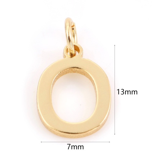 Bild von 2 Stück Messing Charms 18K Echtgold plattiert Buchstabe Message O " 13mm x 7mm