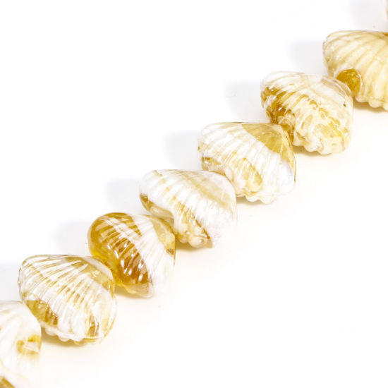 Bild von 10 Stück Muranoglas Ozean Schmuck Perlen für die Herstellung von DIY-Charme-Schmuck Muschel Bernsteingelb Textur ca 22mm x 16mm, Loch:ca. 2.5mm-1.5mm