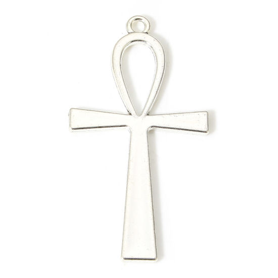 Image de 20 Pcs Pendentifs Religieux en Alliage de Zinc Argent Vieilli Ankh Egyptienne Croix 5.4cm x 2.8cm