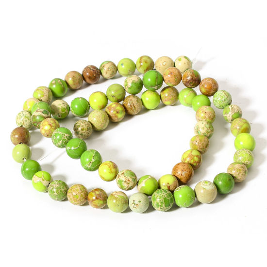 Picture of 1 Strand (Approx 60 PCs/Strand) Emperor Stone ( Natural Dyed ) Loose Beads For DIY Charm Jewelry Making Round Green About 6mm Dia., Hole: Approx 0.8mm, 38cm(15") long