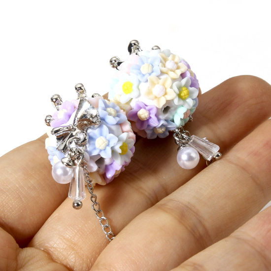 Imagen de 1 Unidad Aleación de Zinc & Arcilla del Polímero Cuentas Para Hacer Joyas De Bricolaje Bola Multicolor Corona 3D 22mm x 19mm, Agujero: Aprox 1.6mm