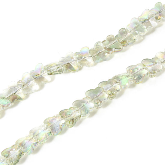 Picture of 1 Strand (Approx 100 PCs/Strand) Glass Insect Beads For DIY Charm Jewelry Making Butterfly Animal Light Green Faceted About 10mm x 8mm, Hole: Approx 0.8mm, 73cm(28 6/8") long