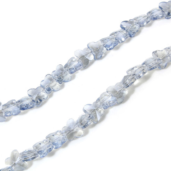 Picture of 1 Strand (Approx 100 PCs/Strand) Glass Insect Beads For DIY Charm Jewelry Making Butterfly Animal Light Blue Faceted About 10mm x 8mm, Hole: Approx 0.8mm, 73cm(28 6/8") long