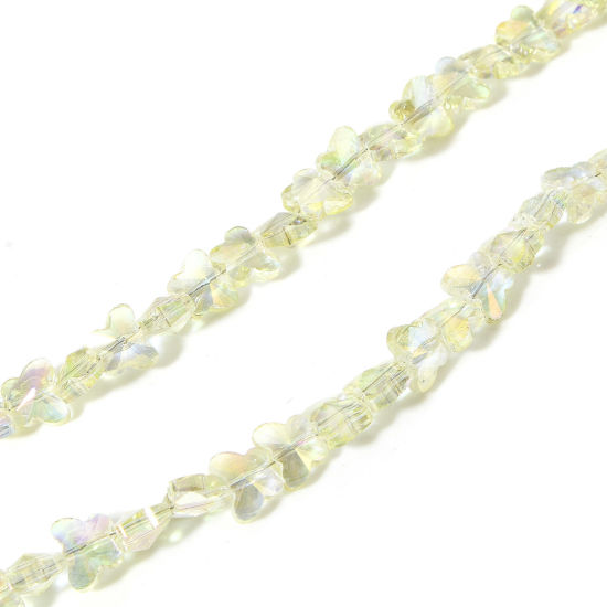 Picture of 1 Strand (Approx 100 PCs/Strand) Glass Insect Beads For DIY Charm Jewelry Making Butterfly Animal Yellow Faceted About 10mm x 8mm, Hole: Approx 0.8mm, 73cm(28 6/8") long