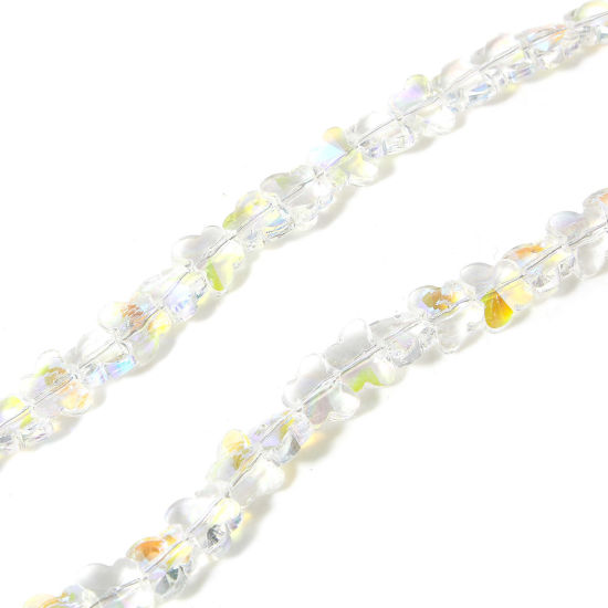 Picture of 1 Strand (Approx 100 PCs/Strand) Glass Insect Beads For DIY Charm Jewelry Making Butterfly Animal White Faceted About 10mm x 8mm, Hole: Approx 0.8mm, 73cm(28 6/8") long