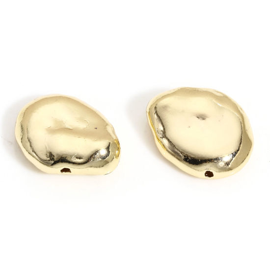 Immagine di 2 Pz Ottone Geometrico Perline per la Creazione di Gioielli con Ciondoli Fai-da-te 18K Vero Oro Placcato Irregolare Pietra Circa 12mmx 12mm, Foro:Circa 0.6mm
