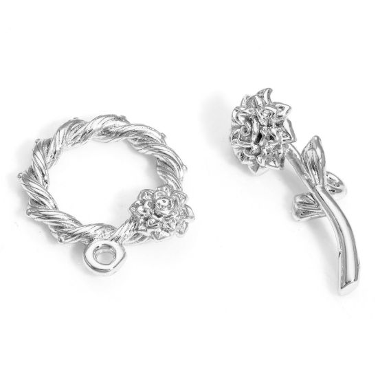 Immagine di 1 Serie Ottone Alternare Fermagli Intrecciato Rosa Vero Platino Placcato 18mm x 16mm