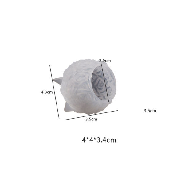 1 個 シリコーン バレンタインデー 樹脂モールド シリコン型 キャンドル・ソープ DIY ハンドメイド 手作り ボール ローズ 3D 白 4.3cm x 3.5cm の画像