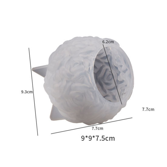 Изображение 1 ШТ Силикон День святого Валентина Форма из смолы для изготовления мыла в форме свечи своими руками Cфера Роза Трехмерный Белый 9.3см x 7.7см