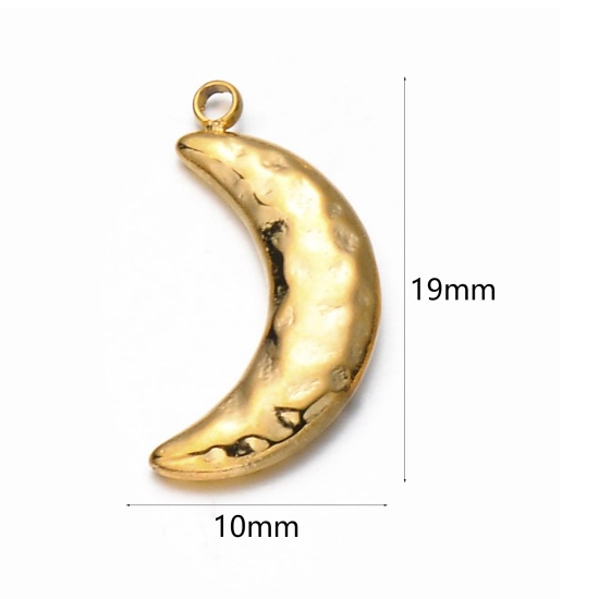 Изображение 1 ШТ вакуумное покрытие 304 Нержавеющая Сталь галактика Подвески Луна половина Позолоченный 19мм x 10мм