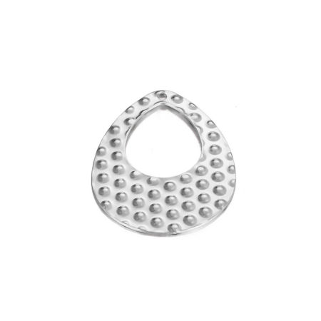 Picture of 304 Stainless Steel Hammered Charms Multicolor Flower Embossing