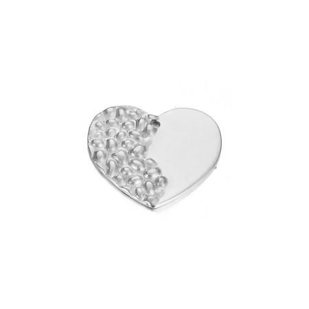 Picture of 1 Piece 304 Stainless Steel Hammered Charms Silver Tone Heart Embossing 23mm x 22mm