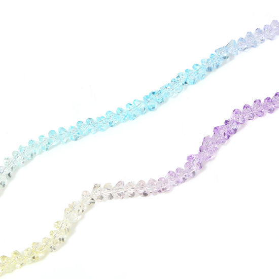 Image de 2 Enfilades (env. 130 Pcs/Enfilade) Perles pour DIY Fabrication de Bijoux de Breloquee en Verre Triangle Multicolore Transparent, 4mm x 3mm, Trou: 0.6mm, 35cm long