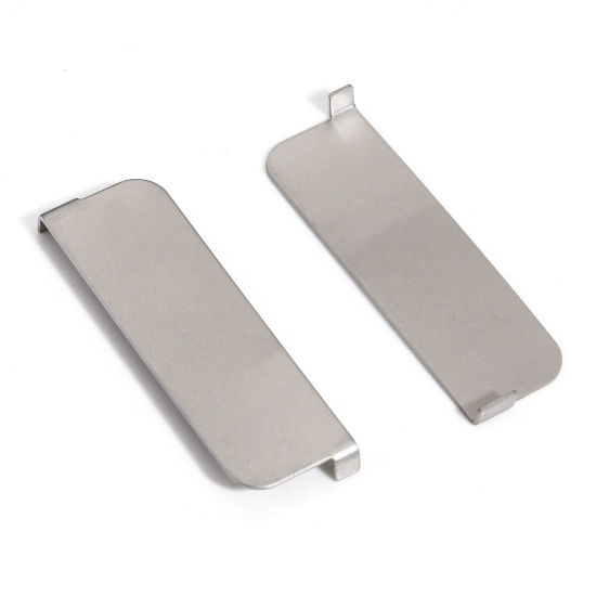 Picture of 1 Piece 304 Stainless Steel Italian Charm Tools For Adding Removing Italian Links Bracelet Silver Tone Rectangle Frosted 4.5cm x 1.4cm