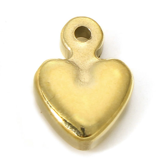 Immagine di 1 Pz Placcatura Sottovuoto 304 Acciaio Inossidabile San Valentino Ciondoli Cuore Oro Placcato 12mm x 9mm