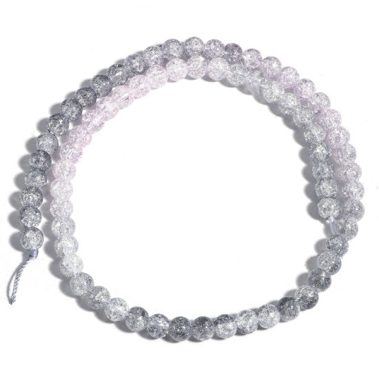 Bild von 1 Strang (ca. 65 Stück/Strang) Kristall ( Synthetisch ) Perlen für die Herstellung von DIY-Charme-Schmuck Rund Mixefarbe Crackle ca. 6mm D., Loch:ca. 1mm, 39cm lang