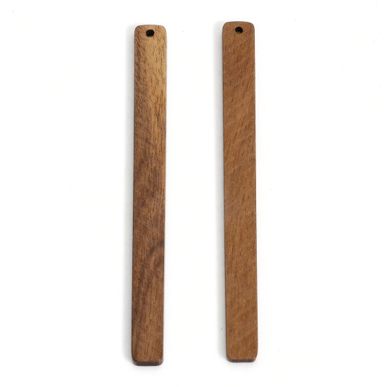 Bild von 5 Stück Nussbaum Geometrisch Anhänger Braun Rechteck 7.2cm x 0.6cm