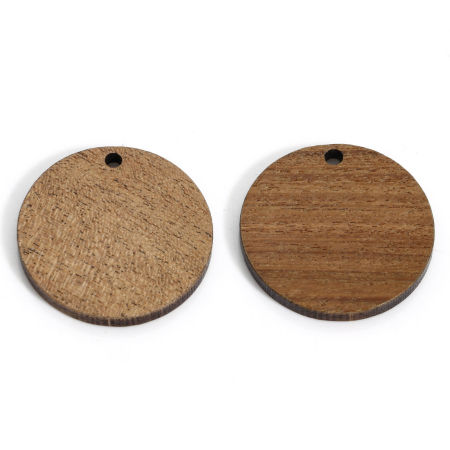 Bild von 5 Stück Nussbaum Geometrisch Charms Braun Rund 25mm D.