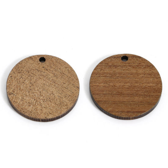 Bild von 5 Stück Nussbaum Geometrisch Charms Braun Rund 25mm D.