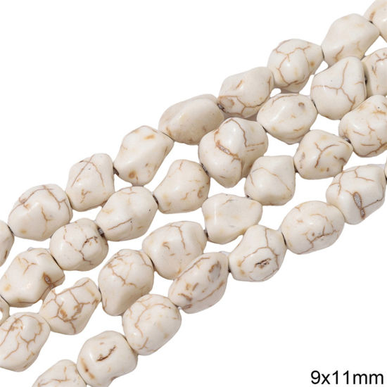 Picture of 1 Packet (Approx 34 PCs/Packet) Howlite ( Synthetic ) Beads For DIY Charm Jewelry Making Irregular White About 9mm x 11mm